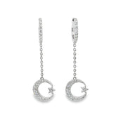 14k White Gold .75ct F VS2 Round Diamond Dangle Moon and Star Earrings